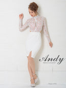 Andy/AN-OK2770/ワンピース/ミニドレス/キャバドレス/タイト/カットアウト/ウエストカット/長袖/袖あり/ハイネック