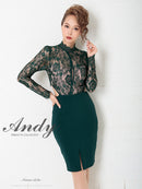 Andy/AN-OK2770/ワンピース/ミニドレス/キャバドレス/タイト/カットアウト/ウエストカット/長袖/袖あり/ハイネック