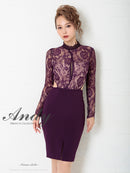 Andy/AN-OK2770/ワンピース/ミニドレス/キャバドレス/タイト/カットアウト/ウエストカット/長袖/袖あり/ハイネック