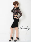Andy/AN-OK2770/ワンピース/ミニドレス/キャバドレス/タイト/カットアウト/ウエストカット/長袖/袖あり/ハイネック