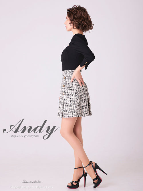 Andy/AN-OK2776/ミニドレス/キャバドレス/七分袖/袖あり/Aライン/切替ワンピース/チェック柄/胸元カットアウト