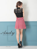 Andy/AN-OK2784/ワンピース/ミニドレス/キャバドレス/ノースリーブ/チェック柄/切替ワンピース/ハイネック