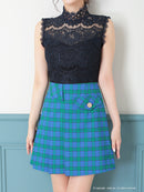 Andy/AN-OK2784/ワンピース/ミニドレス/キャバドレス/ノースリーブ/チェック柄/切替ワンピース/ハイネック