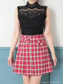 Andy/AN-OK2784/ワンピース/ミニドレス/キャバドレス/ノースリーブ/チェック柄/切替ワンピース/ハイネック