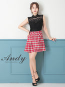 Andy/AN-OK2784/ワンピース/ミニドレス/キャバドレス/ノースリーブ/チェック柄/切替ワンピース/ハイネック