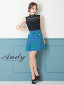 Andy/AN-OK2784/ワンピース/ミニドレス/キャバドレス/ノースリーブ/チェック柄/切替ワンピース/ハイネック