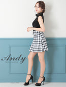 Andy/AN-OK2784/ワンピース/ミニドレス/キャバドレス/ノースリーブ/チェック柄/切替ワンピース/ハイネック