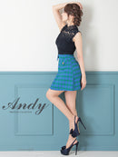 Andy/AN-OK2784/ワンピース/ミニドレス/キャバドレス/ノースリーブ/チェック柄/切替ワンピース/ハイネック