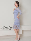 Andy/AN-OK2791/ワンピース/ミディアムドレス/キャバドレス/ワンカラー/総レース/袖あり/七分袖/タイト