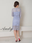 Andy/AN-OK2791/ワンピース/ミディアムドレス/キャバドレス/ワンカラー/総レース/袖あり/七分袖/タイト