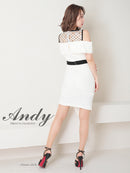 Andy/AN-OK2792/ワンピース/ミニドレス/タイトワンピース/オフショルダー/チュール/レース/ドット柄