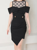 Andy/AN-OK2792/ワンピース/ミニドレス/タイトワンピース/オフショルダー/チュール/レース/ドット柄