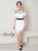 Andy/AN-OK2792/ワンピース/ミニドレス/タイトワンピース/オフショルダー/チュール/レース/ドット柄