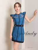 Andy/AN-OK2795/ワンピース/ミニドレス/バイカラー/キャバドレス/Aライン/総レース