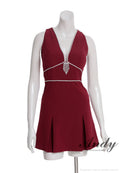 Andy/AN-ON2975/ワンピース/ミニドレス/キャバドレス/シンプル/ワンカラー/ノースリーブ/ビジューライン/バストシアー/フレア/Aライン