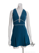 Andy/AN-ON2975/ワンピース/ミニドレス/キャバドレス/シンプル/ワンカラー/ノースリーブ/ビジューライン/バストシアー/フレア/Aライン