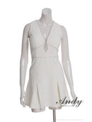 Andy/AN-ON2975/ワンピース/ミニドレス/キャバドレス/シンプル/ワンカラー/ノースリーブ/ビジューライン/バストシアー/フレア/Aライン