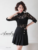 Andy/AN-ON2697/ワンピース/ミニドレス/レース/プリーツ/襟付き