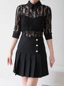 Andy/AN-ON2697/ワンピース/ミニドレス/レース/プリーツ/襟付き