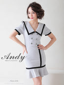 Andy/AN-ON2698/ワンピース/ミニドレス/キャバドレス/タイト/セーラーカラー/パイピング/ボタン/半袖/袖あり/裾フリル