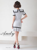 Andy/AN-ON2698/ワンピース/ミニドレス/キャバドレス/タイト/セーラーカラー/パイピング/ボタン/半袖/袖あり/裾フリル