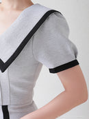 Andy/AN-ON2698/ワンピース/ミニドレス/キャバドレス/タイト/セーラーカラー/パイピング/ボタン/半袖/袖あり/裾フリル