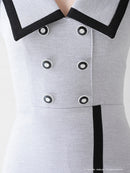 Andy/AN-ON2698/ワンピース/ミニドレス/キャバドレス/タイト/セーラーカラー/パイピング/ボタン/半袖/袖あり/裾フリル