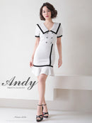 Andy/AN-ON2698/ワンピース/ミニドレス/キャバドレス/タイト/セーラーカラー/パイピング/ボタン/半袖/袖あり/裾フリル