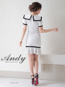 Andy/AN-ON2698/ワンピース/ミニドレス/キャバドレス/タイト/セーラーカラー/パイピング/ボタン/半袖/袖あり/裾フリル