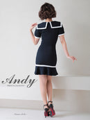 Andy/AN-ON2698/ワンピース/ミニドレス/キャバドレス/タイト/セーラーカラー/パイピング/ボタン/半袖/袖あり/裾フリル