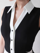 Andy/AN-ON2706/ワンピース/ミニドレス/タイトワンピース/バイカラー/切り替え/襟付き/るなさん着用