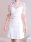 Andy/AN-ON2714/ワンピース/ミニドレス/ワンカラー/チュール/袖あり/るなさん着用