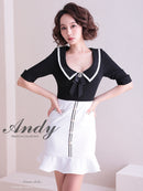 Andy/AN-ON2715/ワンピース/ミニドレス/ワンカラー/タイトワンピース/セットアップ風/ツートンカラー