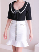 Andy/AN-ON2715/ワンピース/ミニドレス/ワンカラー/タイトワンピース/セットアップ風/ツートンカラー