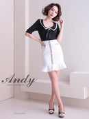 Andy/AN-ON2715/ワンピース/ミニドレス/ワンカラー/タイトワンピース/セットアップ風/ツートンカラー