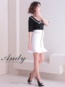Andy/AN-ON2715/ワンピース/ミニドレス/ワンカラー/タイトワンピース/セットアップ風/ツートンカラー