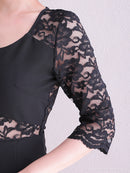 Andy/AN-ON2716/ワンピース/ミニドレス/キャバドレス/ワンカラー/レース/アシンメトリー/袖あり/五分袖/膝丈/タイトドレス