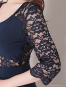 Andy/AN-ON2716/ワンピース/ミニドレス/キャバドレス/ワンカラー/レース/アシンメトリー/袖あり/五分袖/膝丈/タイトドレス