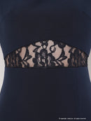 Andy/AN-ON2716/ワンピース/ミニドレス/キャバドレス/ワンカラー/レース/アシンメトリー/袖あり/五分袖/膝丈/タイトドレス