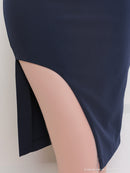 Andy/AN-ON2716/ワンピース/ミニドレス/キャバドレス/ワンカラー/レース/アシンメトリー/袖あり/五分袖/膝丈/タイトドレス