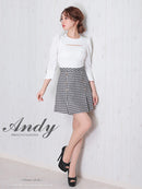 Andy/AN-ON2737/ワンピース/ミニドレス/キャバドレス/ツイード/切替/七分袖/長袖/袖あり/カットアウト/ボックスプリーツ