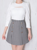 Andy/AN-ON2737/ワンピース/ミニドレス/キャバドレス/ツイード/切替/七分袖/長袖/袖あり/カットアウト/ボックスプリーツ