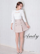 Andy/AN-ON2737/ワンピース/ミニドレス/キャバドレス/ツイード/切替/七分袖/長袖/袖あり/カットアウト/ボックスプリーツ