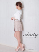 Andy/AN-ON2737/ワンピース/ミニドレス/キャバドレス/ツイード/切替/七分袖/長袖/袖あり/カットアウト/ボックスプリーツ