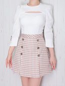 Andy/AN-ON2737/ワンピース/ミニドレス/キャバドレス/ツイード/切替/七分袖/長袖/袖あり/カットアウト/ボックスプリーツ