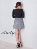 Andy/AN-ON2737/ワンピース/ミニドレス/キャバドレス/ツイード/切替/七分袖/長袖/袖あり/カットアウト/ボックスプリーツ