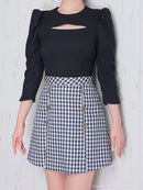 Andy/AN-ON2737/ワンピース/ミニドレス/キャバドレス/ツイード/切替/七分袖/長袖/袖あり/カットアウト/ボックスプリーツ