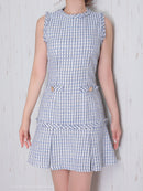 Andy/AN-ON2738/ワンピース/キャバドレス/Aライン/チェック柄/ツイード/フレア/プリーツ/スカート