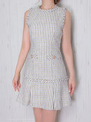 Andy/AN-ON2738/ワンピース/キャバドレス/Aライン/チェック柄/ツイード/フレア/プリーツ/スカート