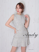 Andy/AN-ON2738/ワンピース/キャバドレス/Aライン/チェック柄/ツイード/フレア/プリーツ/スカート